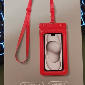 heyday Red Waterproof Phone Pouch with Adjustable Lanyard